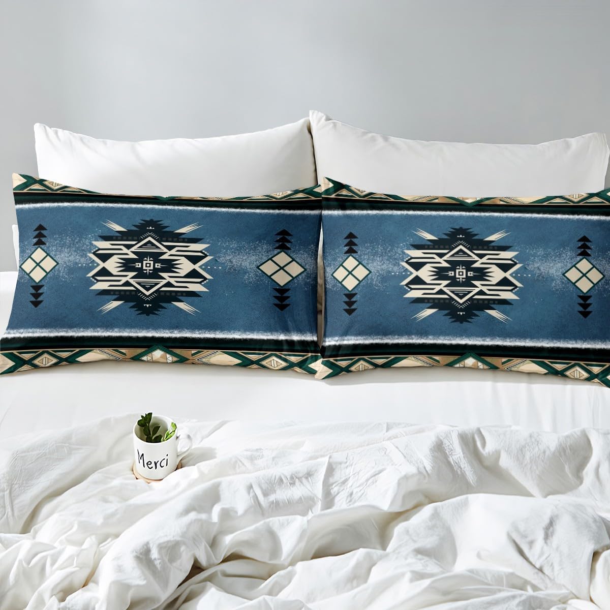 Manfei Aztec Duvet Cover Set King Size, Native American Bedding Set 3pcs for Kids Boys Girls, Retro Tribal Geometric Boho Comforter Cover Soft Polyester Quilt Cover with 2 Pillowcases,No Comforter