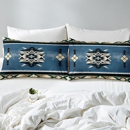 Miniatura 4 de Manfei Juego de funda de edredón azteca, tamaño matrimonial, juego de ropa de cama de nativos americanos de 3 piezas para niños y niñas, decoración