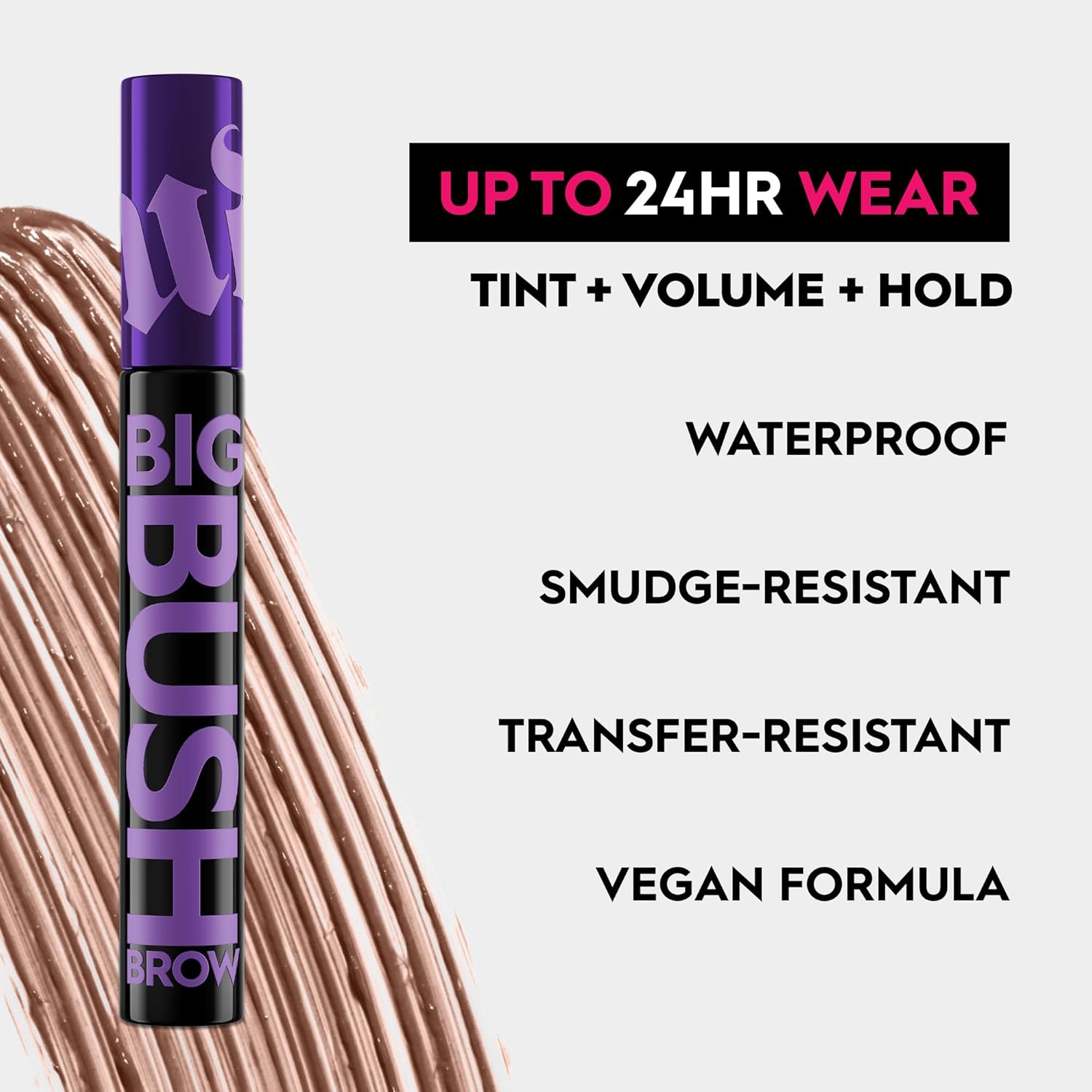 Urban Decay Big Bush Volumizing Tinted Eyebrow Gel, Waterproof, Smudge-Resistant, Flake-Resistant, Buildable Brow Gel Fibers, Long-lasting, Up to 24 HR Hold, Nourishing Castor Oil, Vegan - 0.19 fl oz - Image 3