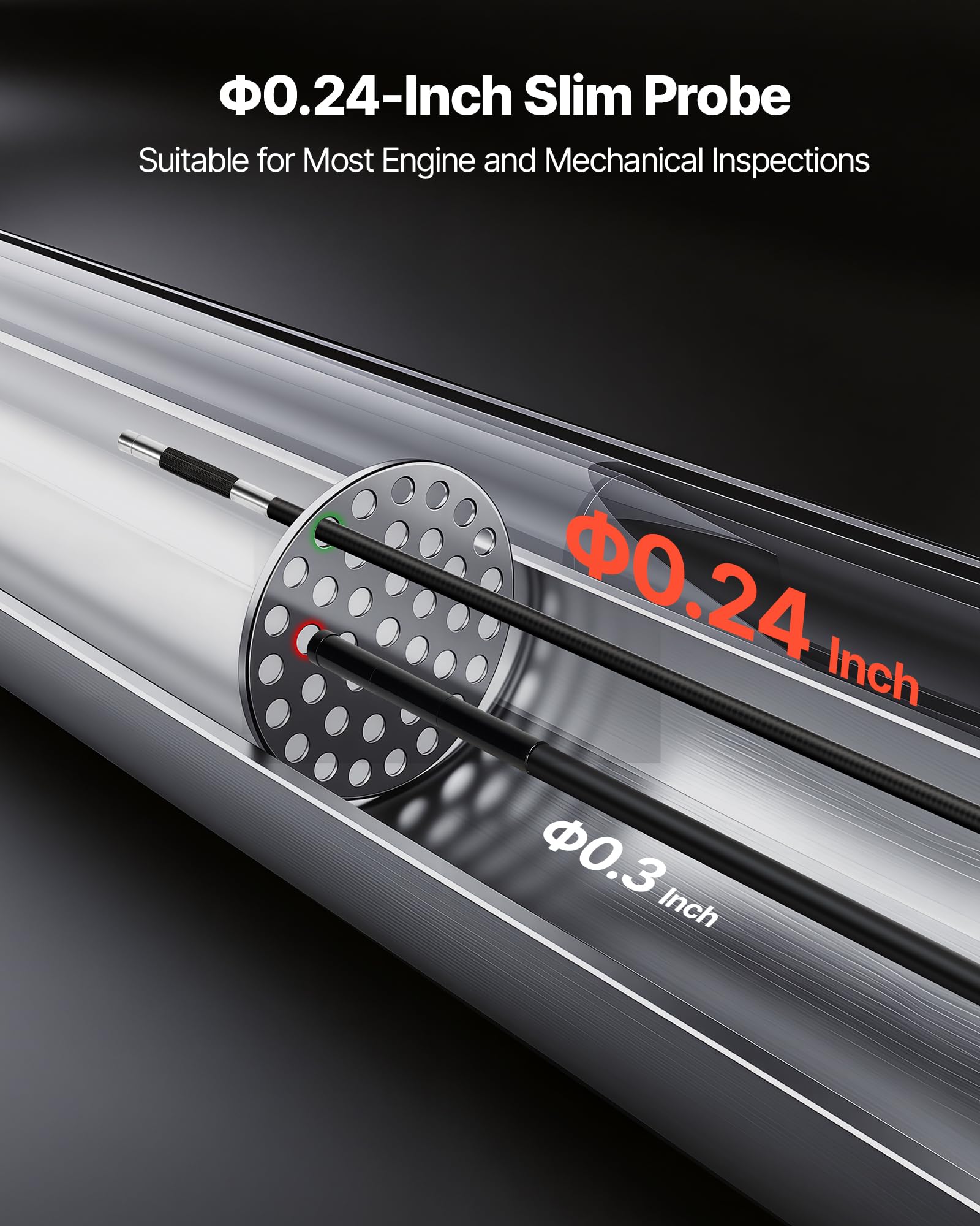 VEVOR Endoscopio Cámara de Inspección Articulado 180°, Cámara Inspección de Tuberías con Pantalla IPS, Sonda de 6,2 mm, Cable de 1,5 m, 8 Luces LED, 32 GB, Zoom 8X para Motores HVAC Espacios Reducidos