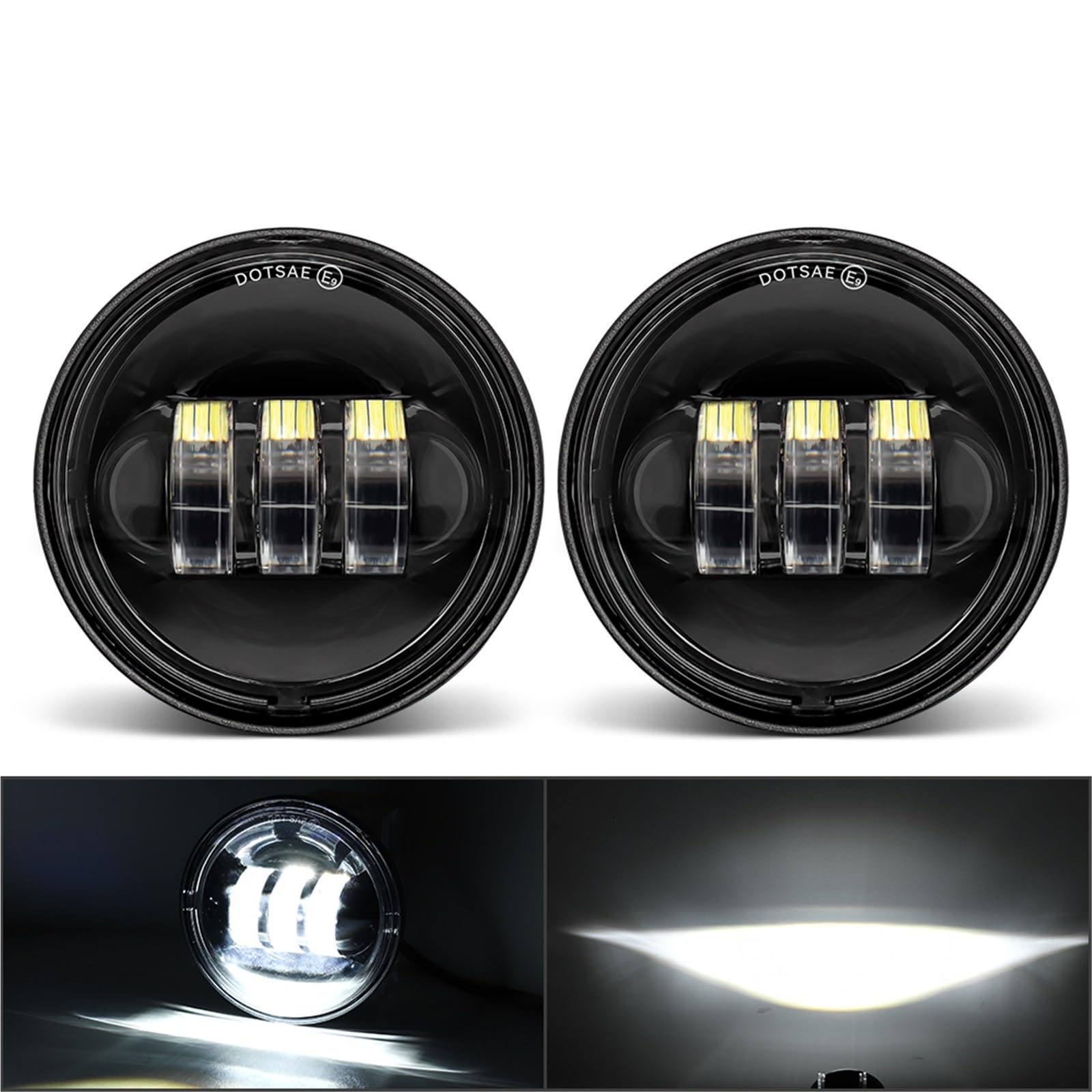 Faro Moto Fendinebbia Halo 4,5" Per Road King LED Fendinebbia | Luce ausiliaria fendinebbia a LED per moto 4,5 pollici per moto Classic per Road King Per fendinebbia a LED 4,5 pollici
