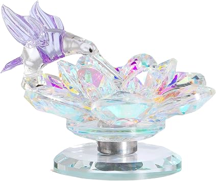 Ornalrist Crystal Flower with Purple Hummingbird Figurine Glasblume mit lila Kolibri-Figur Ornamente Geschenke f r Frauen zum Geburtstag Valentinstag Jahrestag Heimparty