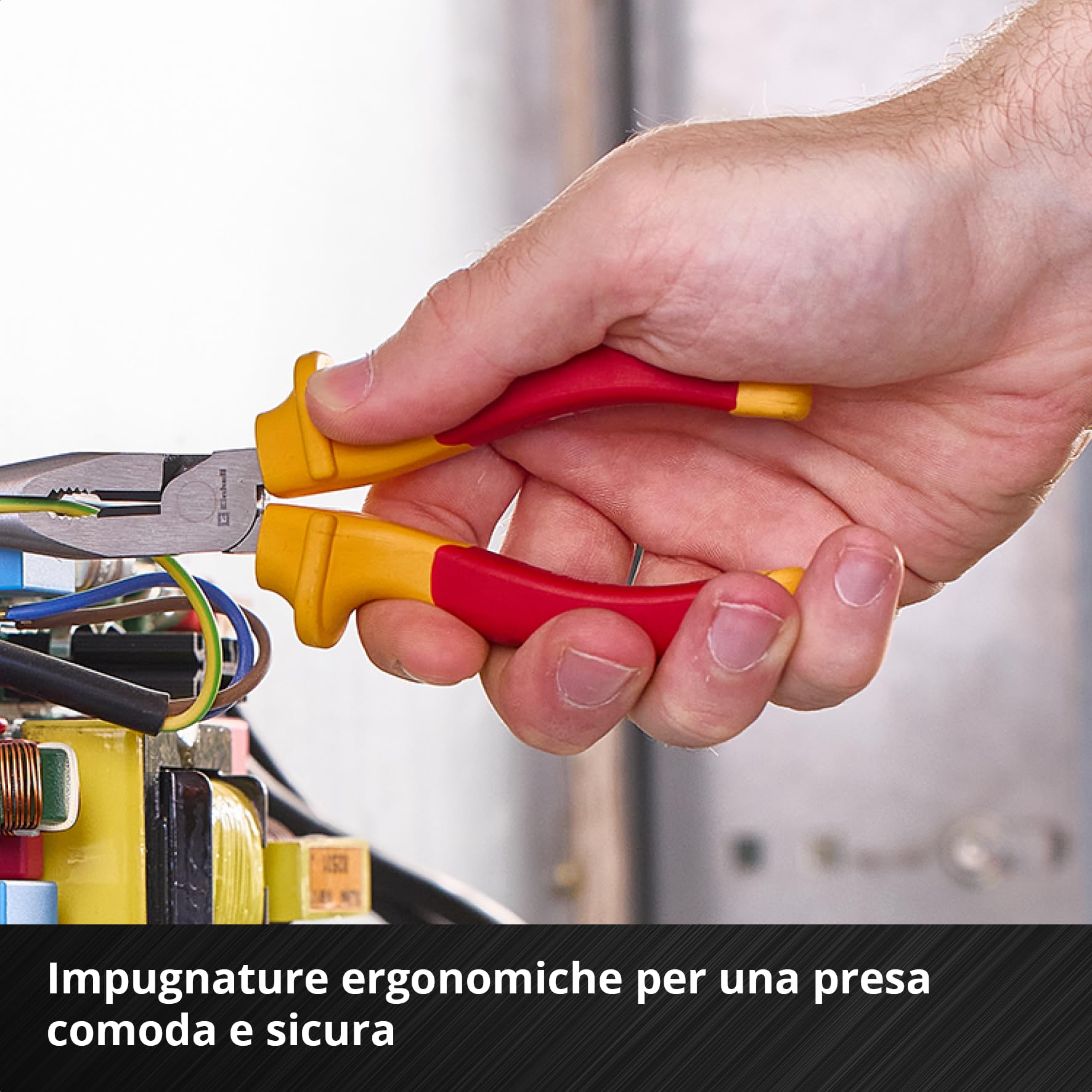 Einhell 3 pezzi set di pinze per elettricisti | Isolamento fino a 1.000 V | tronchese laterale | pinza spelafili | pinza telefonica | impugnature ergonomiche
