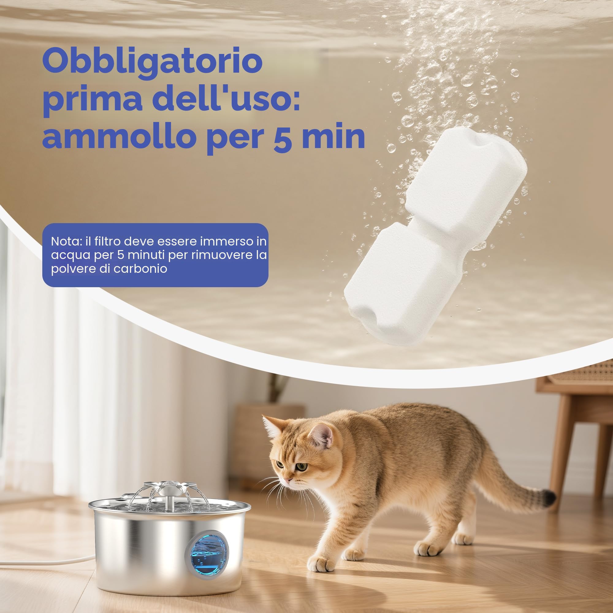 IHOUONE Filtri Fontanella per Gatti: 12 Filtro Fontana Gatto - Distributore Acqua Gatti Filtro - 6 Filtris Fontanella Cani + 6 Spugnas - Aumenti di Materiale - Adatto per Fontana per Cani Acciaio