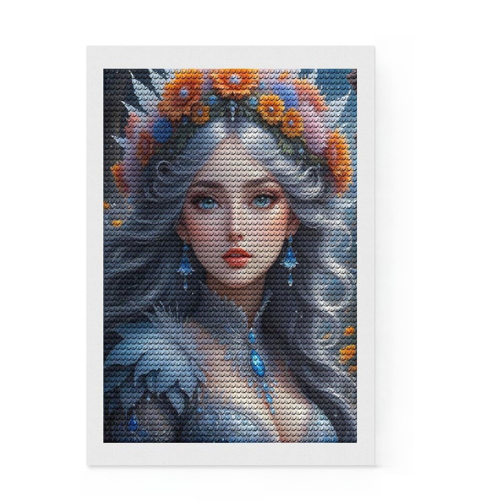 Junmoney Mythical Woman Diamond Style Art Kit 8"x12", Winter Craft, Gift Idea, Farmhouse Decor, Thoughtful Present, Office Decor
