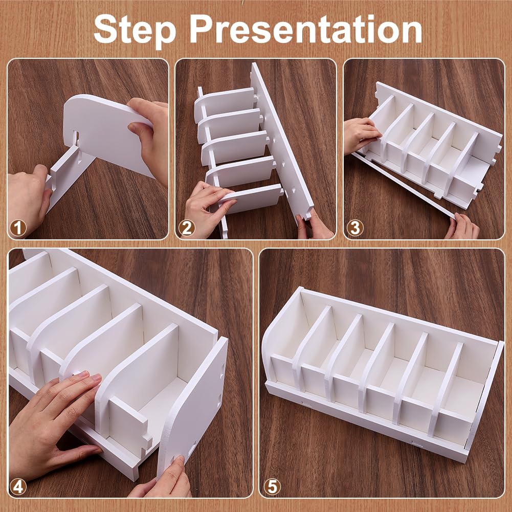 PH PandaHall 2 Stück Gürtel Organizer Halter 6 Fächer Gürtel Aufbewahrung Weiß Krawatten Ausstellungsständer Rechteckig Lagerung Halter für Kleiderschrank Schublade Zuhause Schlafzimmer, 35x15x11.5cm