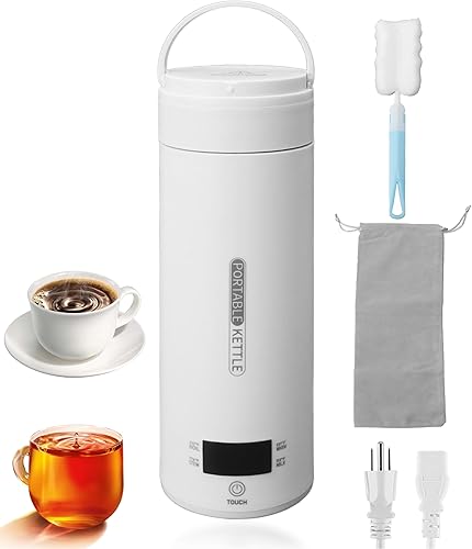 Hervidor eléctrico de viaje, 16.9 fl oz, pequeña caldera portátil de agua caliente, hervidor de té, hervidor de viaje con 4 ajustes de temperatura,