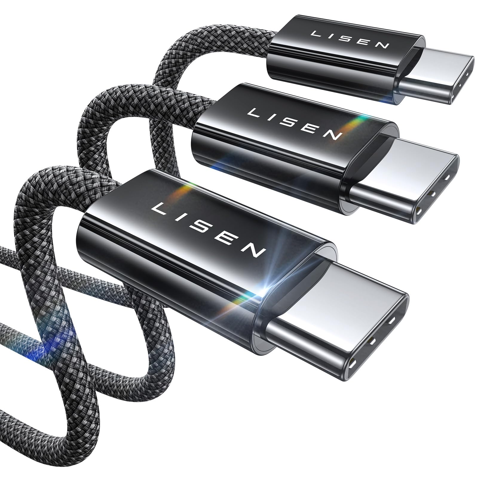 3-Pack USB C Charger Cable 2M+2M+2M, 60W USB C to USB C, iPhone 17 Charger for iPhone 15 Pro Max, iPad Air/Pro 2024, iPad Mini, MacBook, Samsung S25 S24, Google, Pixel