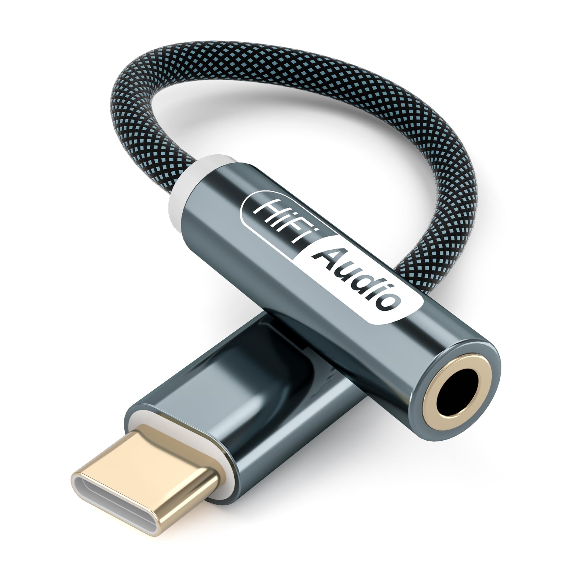 YISH Adapter USB C na Jack 3.5mm：USB C Aux Słuchawki Nylon, USB Typu C na Jack z DAC Chip Kompatybilny z iPhone 17/16 Pro Max Samsung Galaxy S25/S24 iPad Air/Pro Google Pixel 8/7