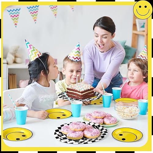 Miniatura 5 de 100 piezas de decoración de cumpleaños de One Happy Dude Smile, suministros de fiesta desechables de 10 x 12 pulgadas, platos de One Happy Dude con