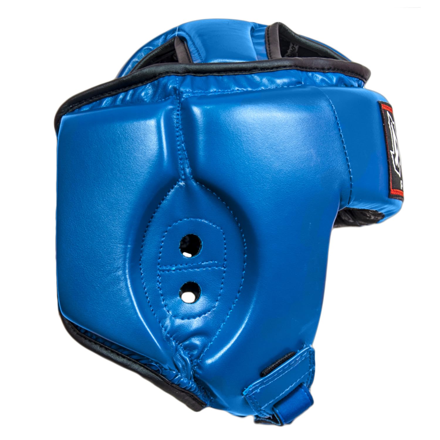 Dragondo 11785-P ochrona głowy do kickboxingu i Muay Thai – zamknięty kask bokserski z ochroną policzków i górnej części głowy, certyfikat CE, czarny/czerwony/niebieski