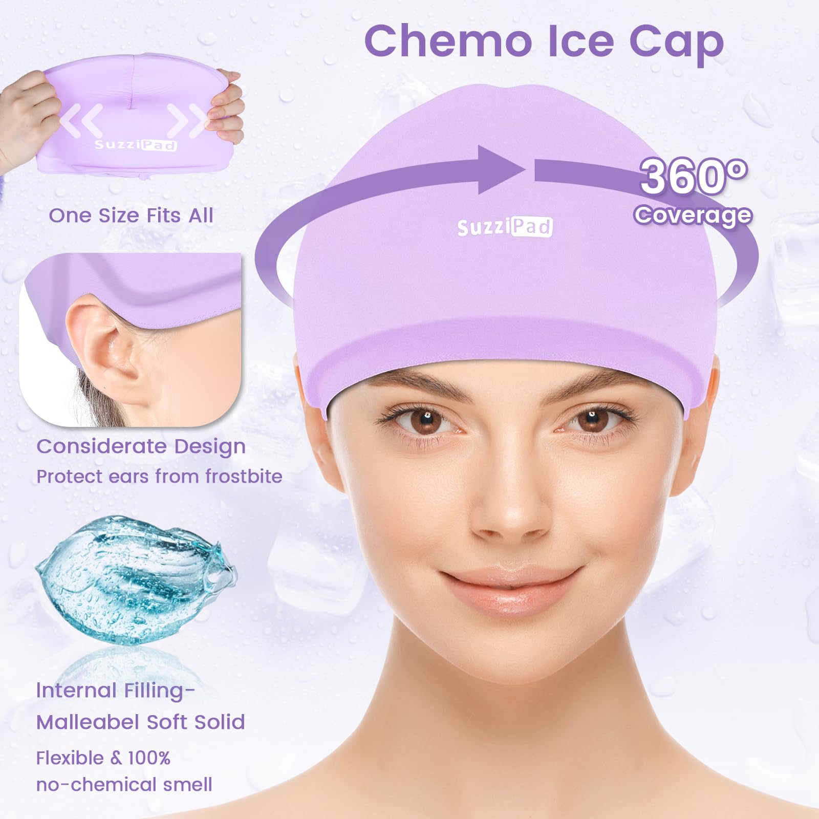 SuzziPad Guanti e calzini chemio per neuropatia, cappucci freddi per chemioterapia, ideali per il disagio di testa, mani, piedi, S/M