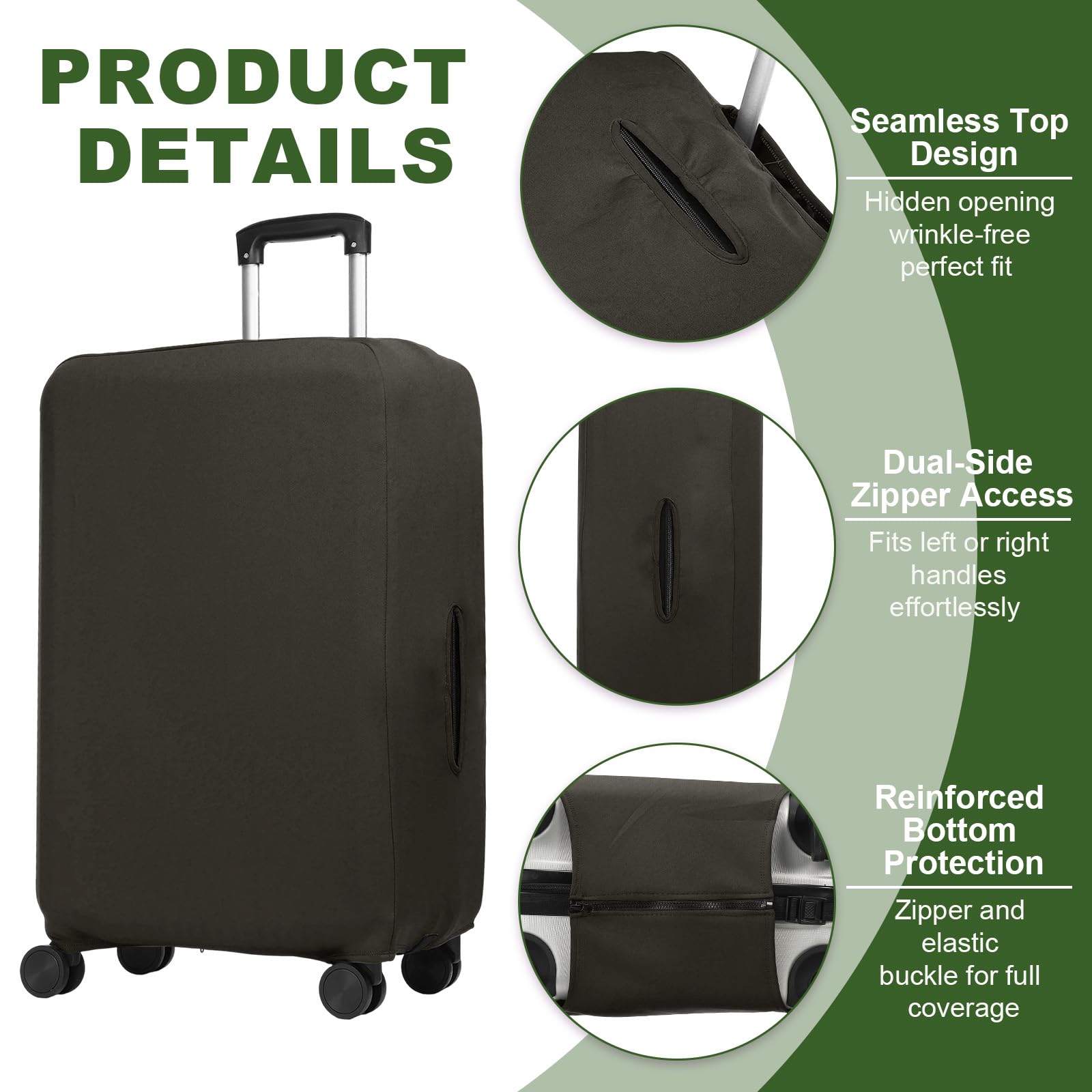 PATIKIL Funda para equipaje, fundas elásticas para maletas, lavable, resistente a los arañazos, Marrón oscuro, 22-24 inch, Moderno