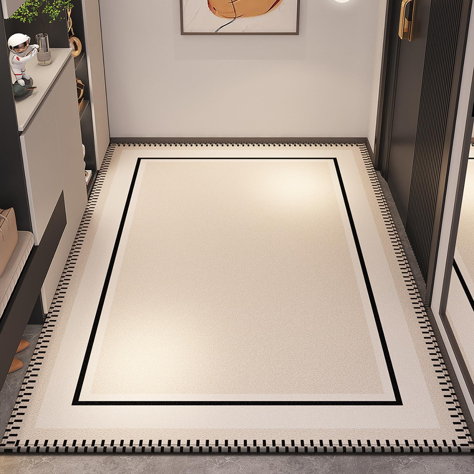 Felpudo Entrada Casa 90x150 Borde Rectangular Negro Beige Felpudo Exterior Antideslizante Lavable Felpudos para Pasillo Cocina Puerta Jardín Decoración Alfombrilla para Entrada