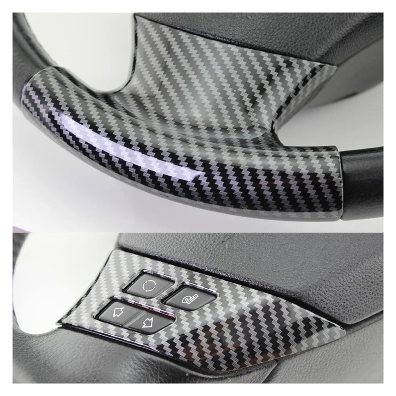Car Steering Wheel Panel Cover Trim Sticker, Fit For BMW, 1 3 Series E87 E90 E92 E93 2005-2012 Carbon Fiber Moulding Decoration Osłona ramy kierownicy(Style 3)