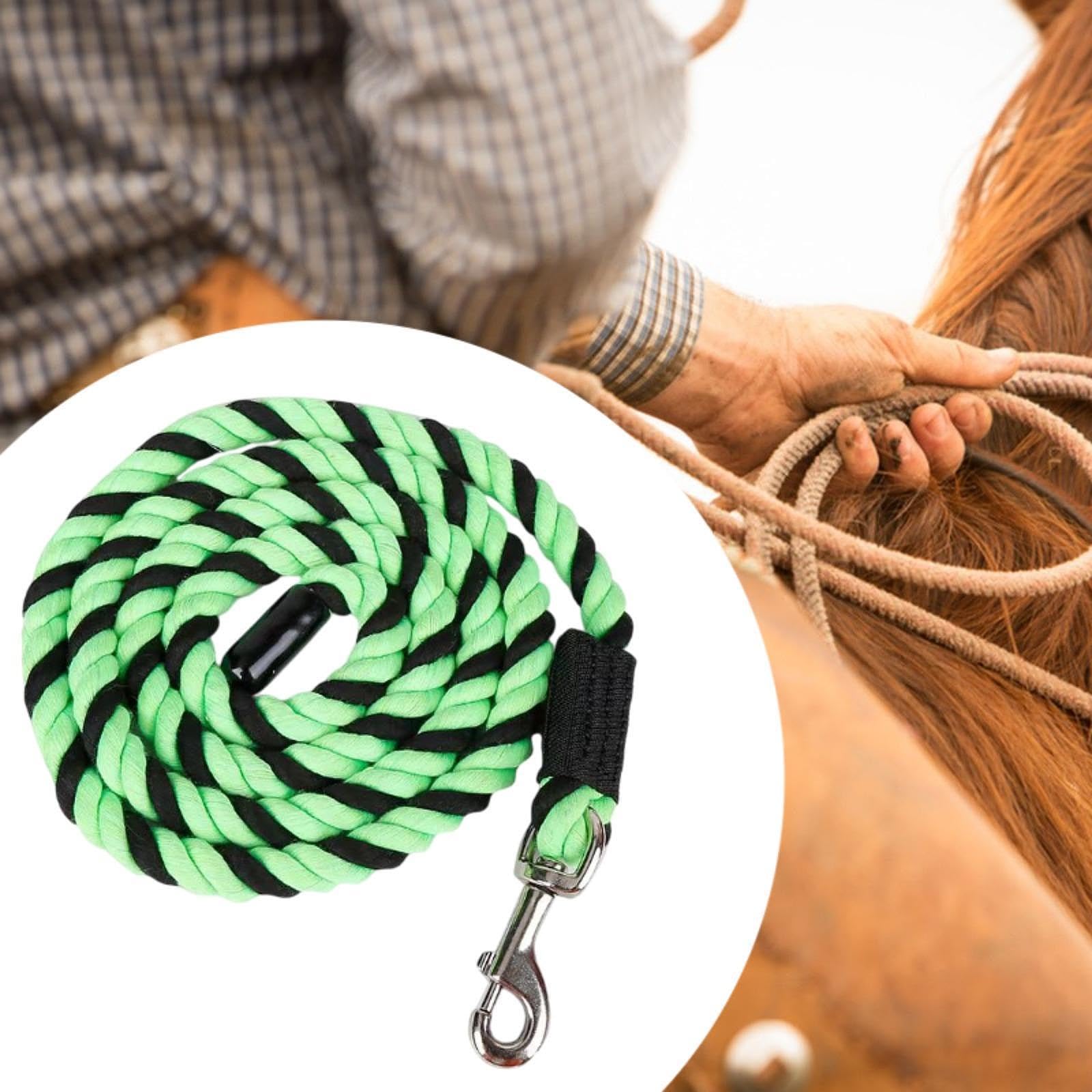 kowaku Horse Lead Rope Equine Performance Lead Rope Cotton with Swivel Clip Heavy Duty Quick Halter Attachment Lunge Line for Horses, Green and Black