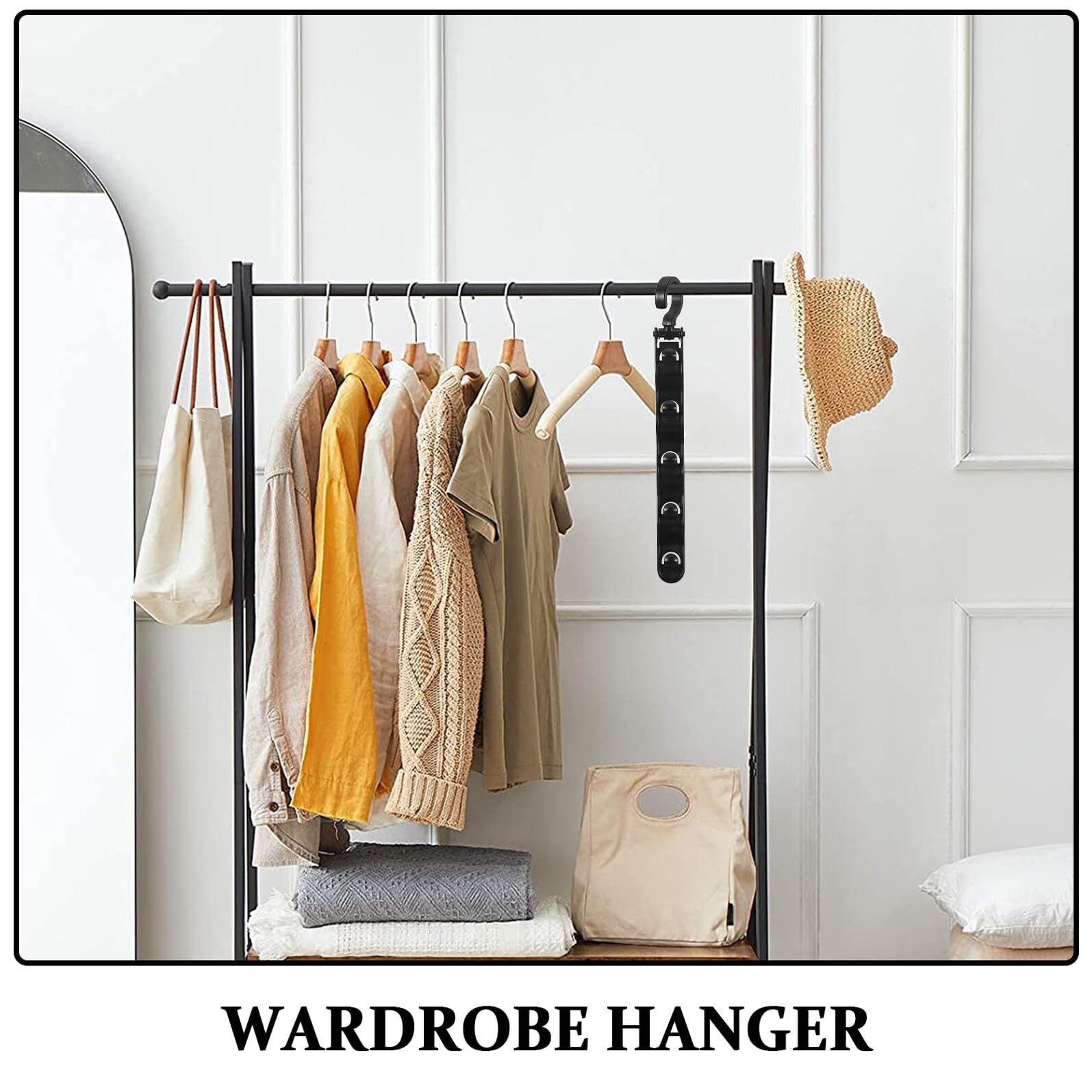 Gancio Multi-livello per Grucce, 20 Pezzi Nero, 5 Strati | Organizzatore Verticale, Layout Regolabile, Plastica, Camera da Letto e Armadi Dormitorio