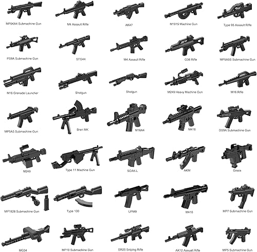 Vista 17 de Paquete de armas militares, kit de engranajes del ejército de la Segunda Guerra Mundial, juego de accesorios de ladrillos, piezas de bloques