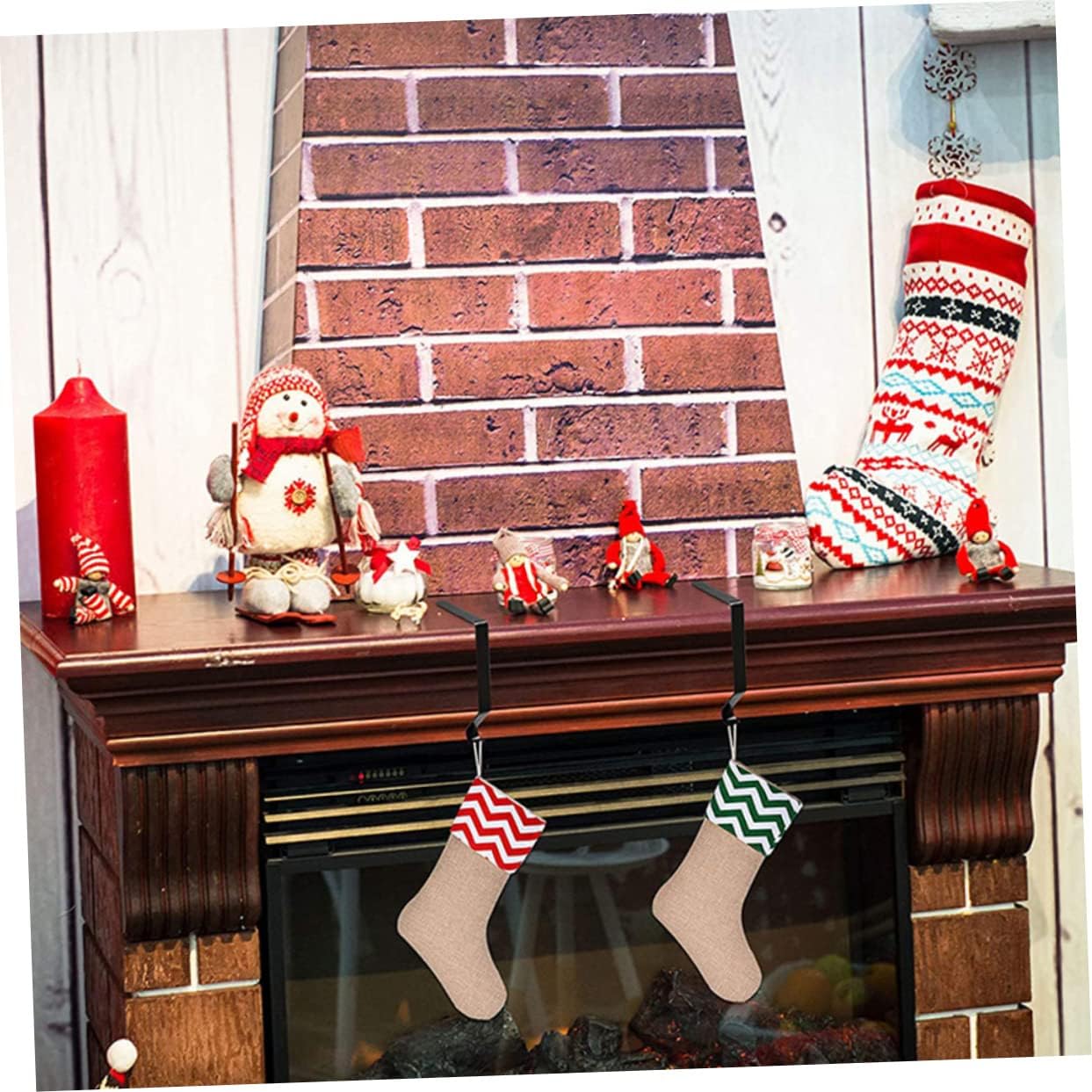 2pcs Multi-Function Xmas Hooks for Stockings and Ornaments Holders for Fireplace and Mantel Random for Holiday Decor