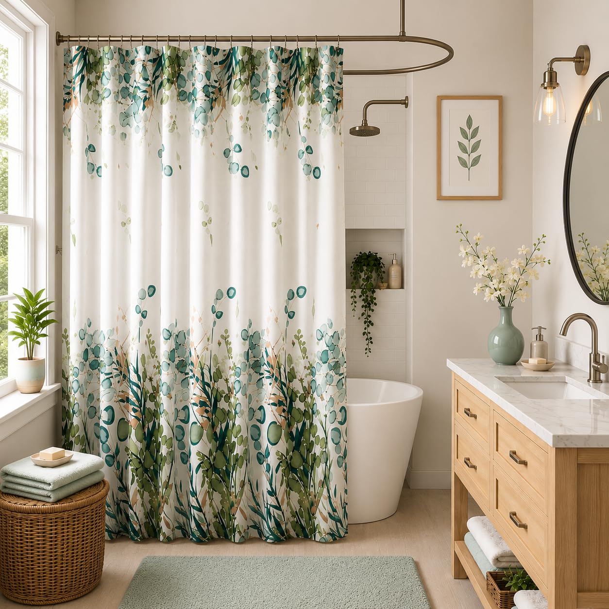 homewards Polyester Floral Design Shower Opaque Curtain with 12 Hooks, Standard, 72" X 72" (180 Cm X 180 Cm) — Amazon image 9