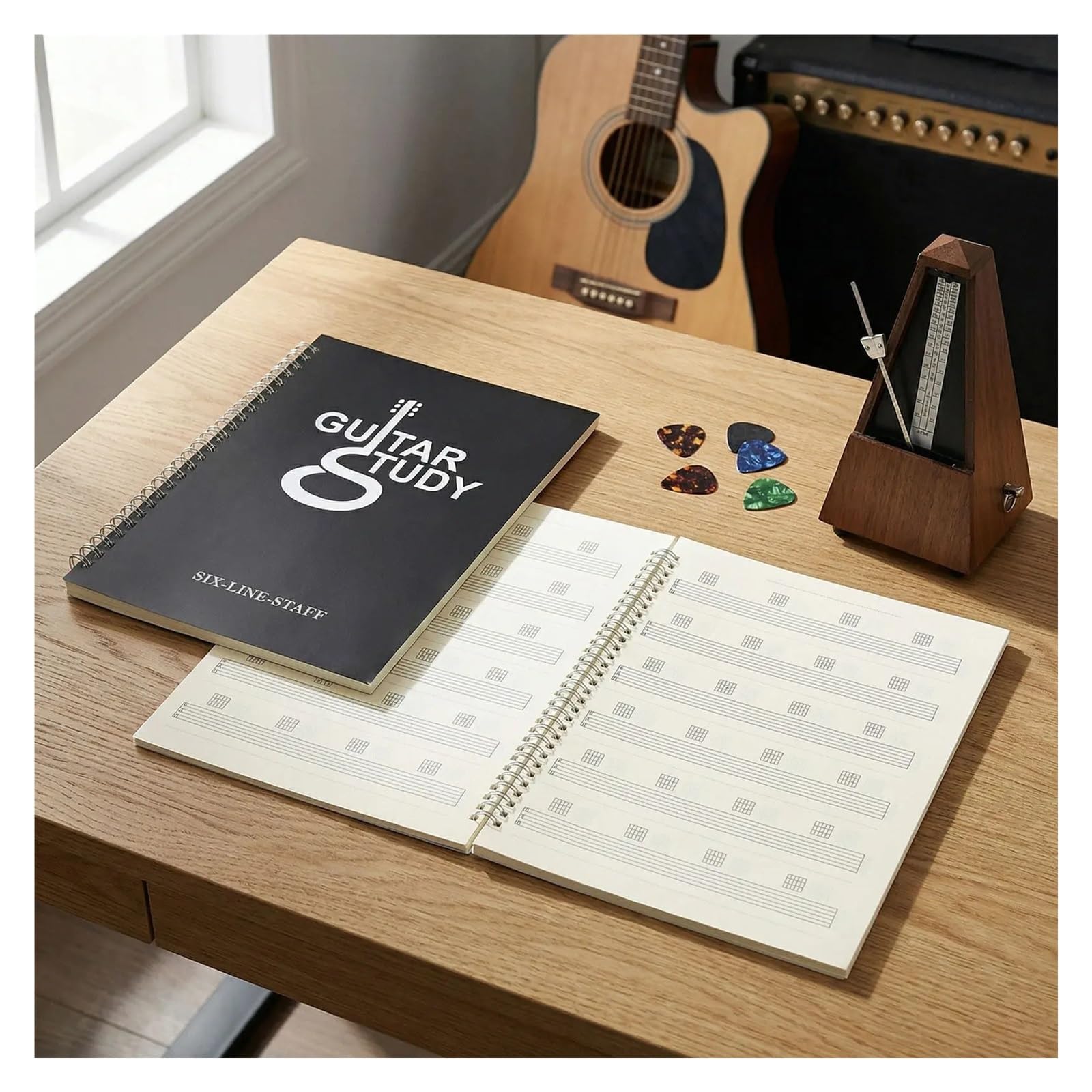 2 Pezzi Di Giornale Scrittura Canzoni for Chitarra, Tablature Vuote, Libri Diteggiatura Degli Accordi, Diagrammi Manoscritti Musicali, for Banda Composizione