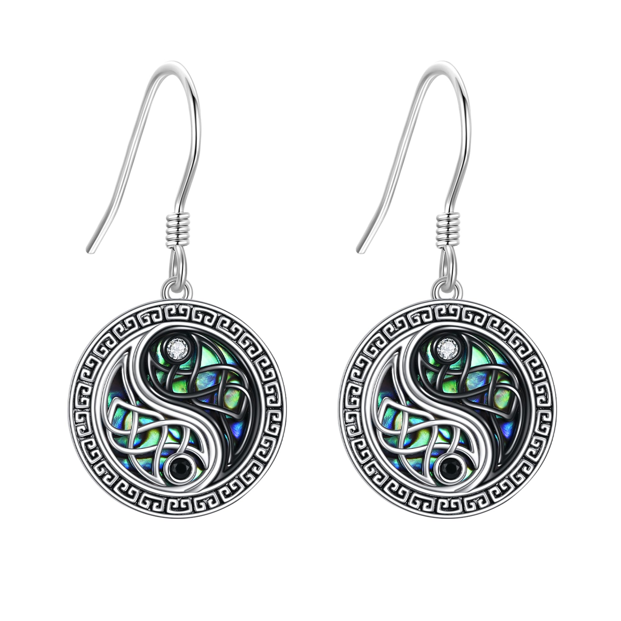 CUPENDAYin Yang Earrings Sterling Silver Celtic Knot Yin Yang BFF Dangle Drop Earrings Taichi Jewellery Gifts for Women