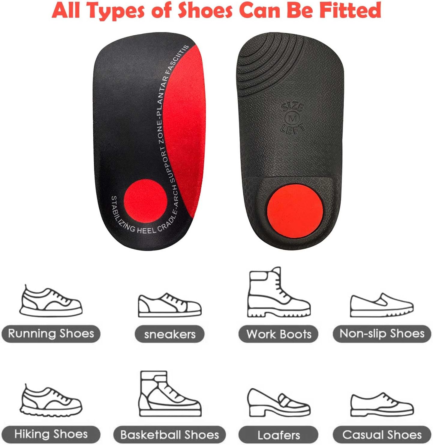 Arch Support Inserts, 3/4 Orthotics Shoe Insoles,Orthotic Inserts for Women Men, High Arch Supports Foot Insoles for Over-Pronation, Relief for Heel Pain, Heel Spurs, Plantar Fasciitis, Flat Feet - Image 6