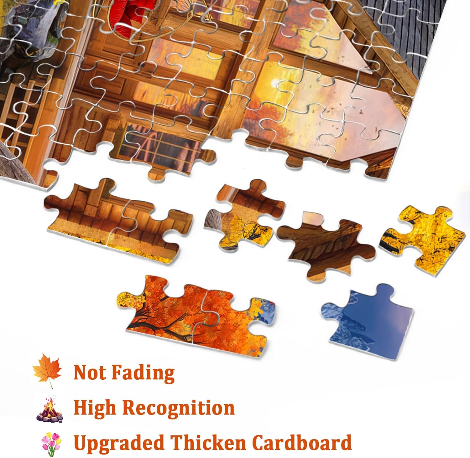 Fall Autumn Landscape Puzzle for Adults 1000 Pieces Nature, Colorful Cozy Jigsaw Puzzle, Cat Puppy Flower Bird Puzzle