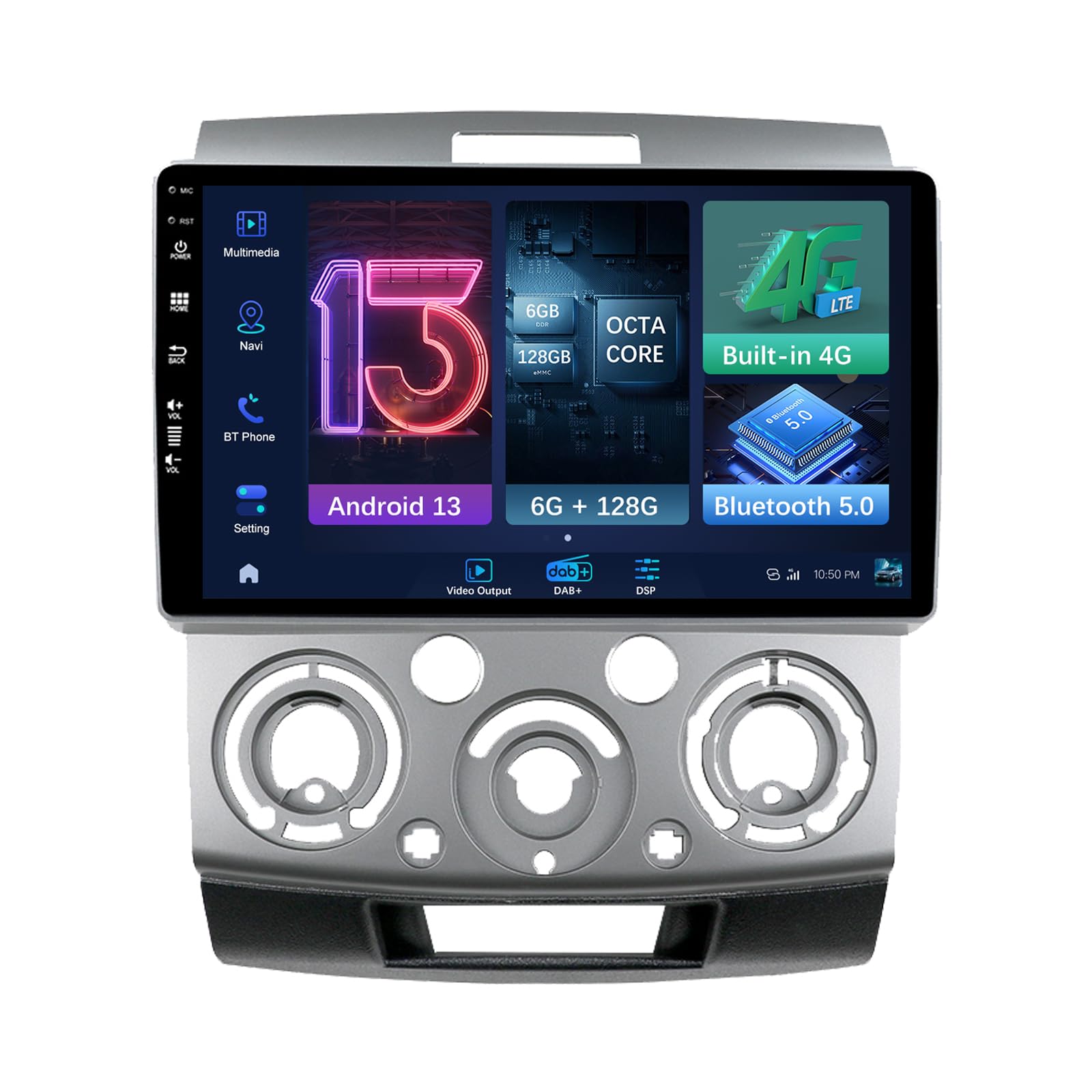 MISONDA 6G+128G- 4G/DAB+ Android 14 Double Din Car Stereo For Ford Ranger PJ PK/Mazda BT-50 2006-2011