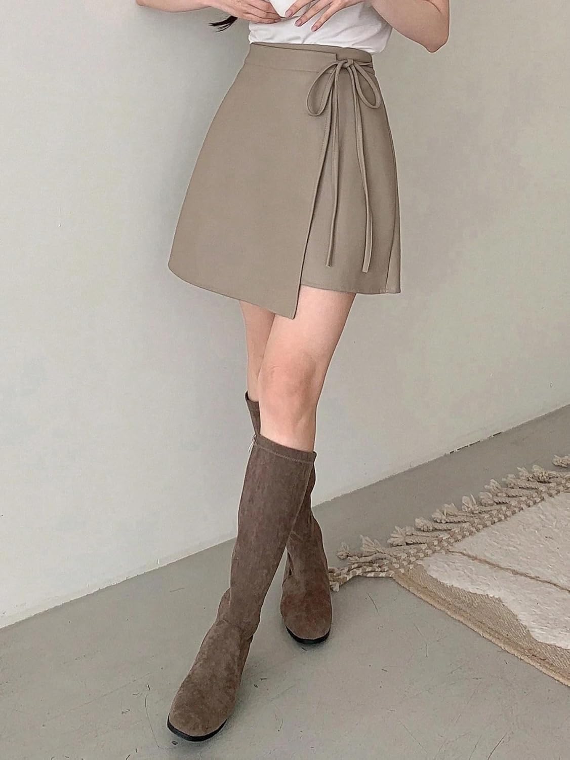 Casual Mid Waist Wrap Skort for Women - Lightweight & Comfy Fall Skirt