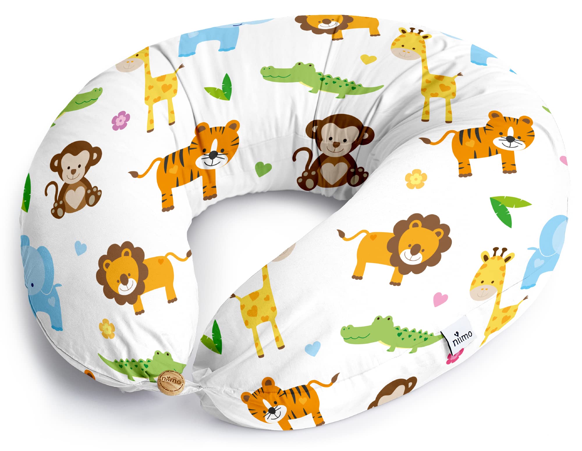 Niimo XXL 2-in-1 Schwangerschaftskissen & Stillkissen - 100% Baumwollbezug mit Faserfüllung, 100% Waschbar, Ergonomisch & Multifunktional, Dschungel (200 x 70 cm)