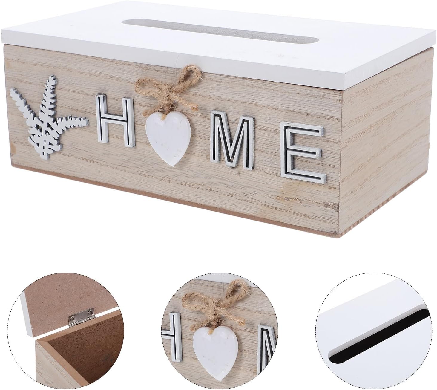 Didiseaon Vintage Rectangular Tissue Box Holder Made of MDF, Elegant Facial Tissue Organizer and Decorative Napkin Dispenser for Bathroom and Living Room Storage