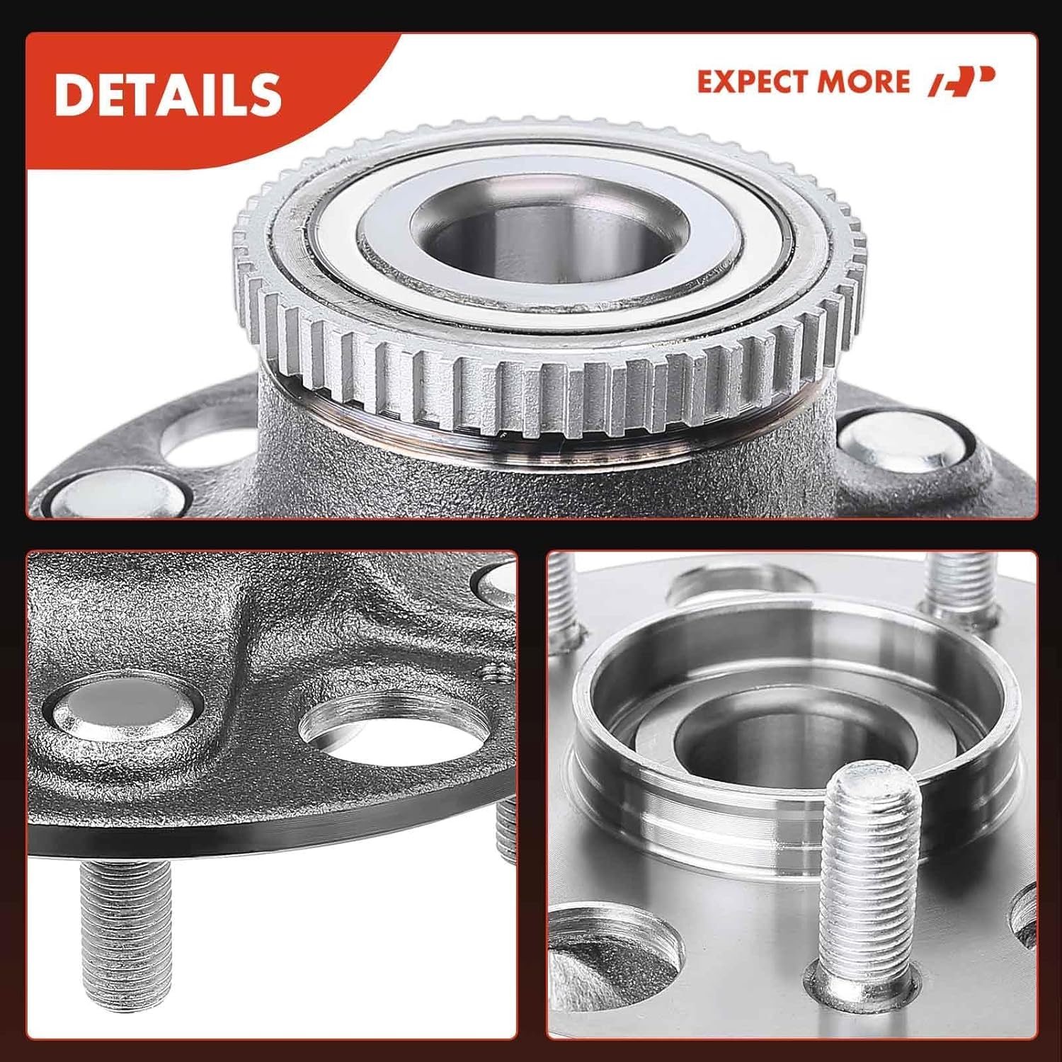 A-Premium Rear Wheel Bearing and Hub Assembly with ABS Ring & 5-Lug Compatible with Honda Civic (Si Model) 2004-2005 & Acura RSX 2002-2006