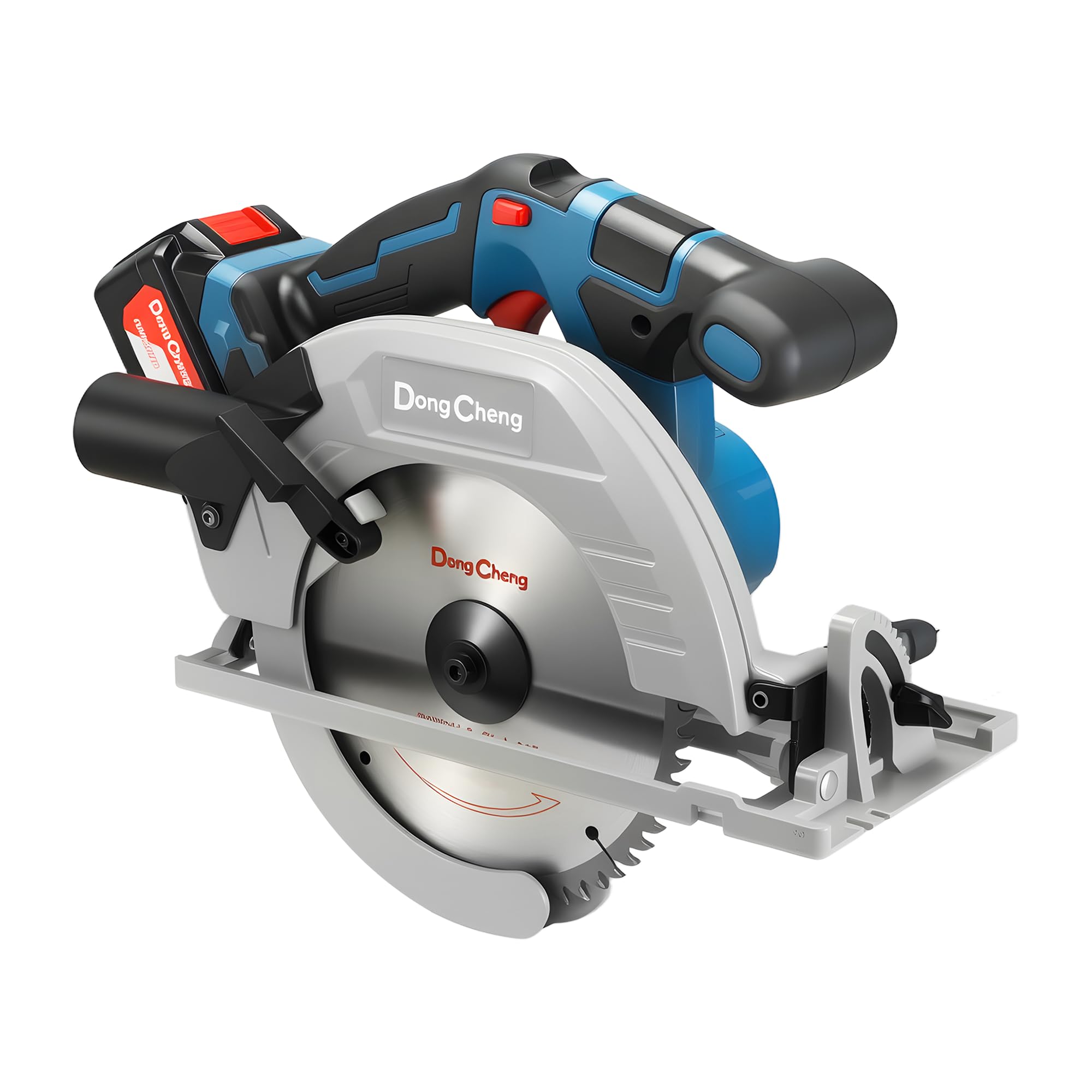 Dong Cheng Sega Circolare a Batteria da 18V, Diametro 185 mm, 5000 giri/min, Profondità di Taglio 65mm (90°)/45mm (45°) Con 4.0Ah Batteria, BOXX, Per Legno, Plastica, PVC
