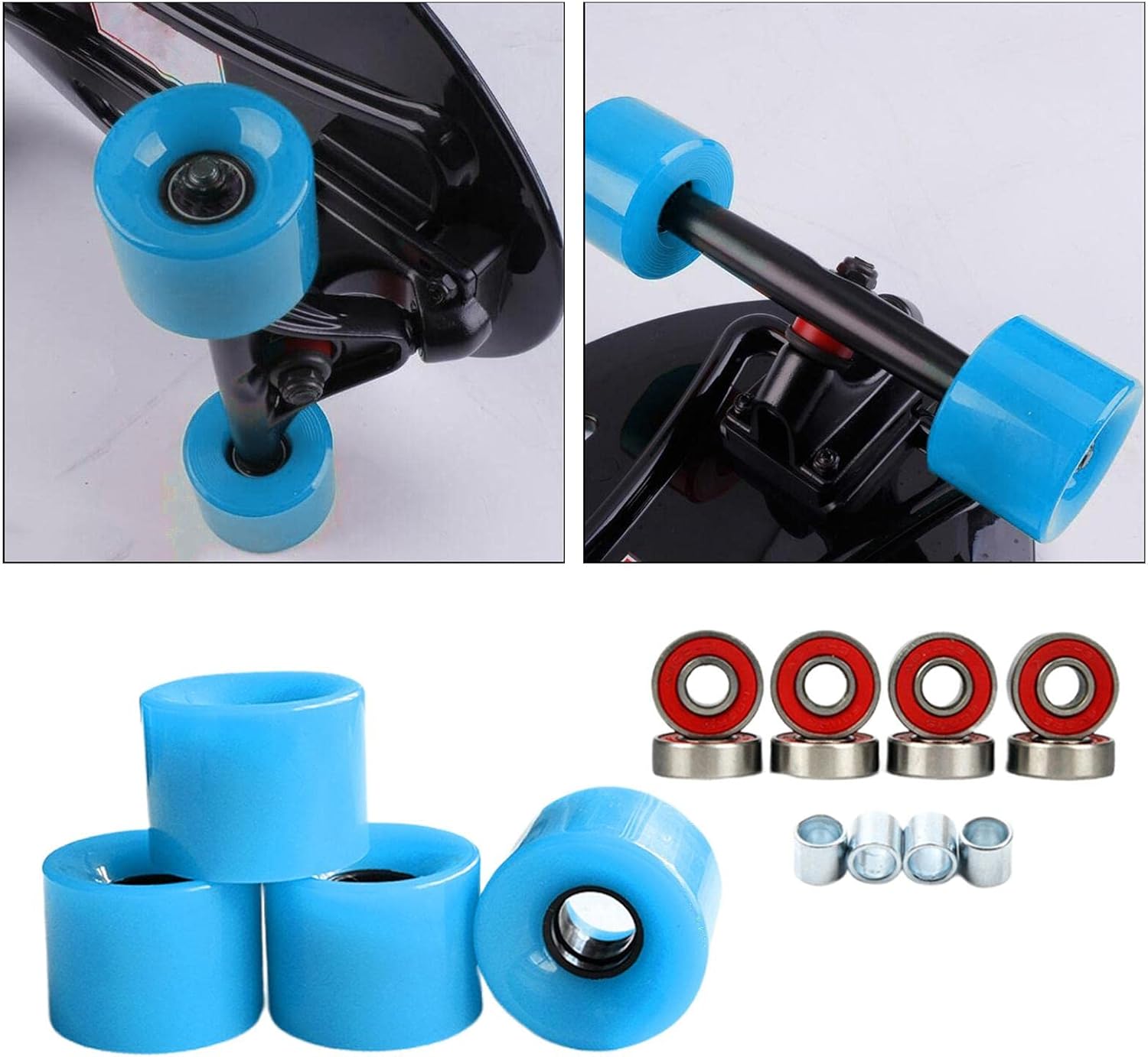 High Elasticity Roller Skate Wheels 78A 60mm PU for Outdoor Skating - Grip and Speed - for Road Skate and Roller Derby Enthusiasts - Blue