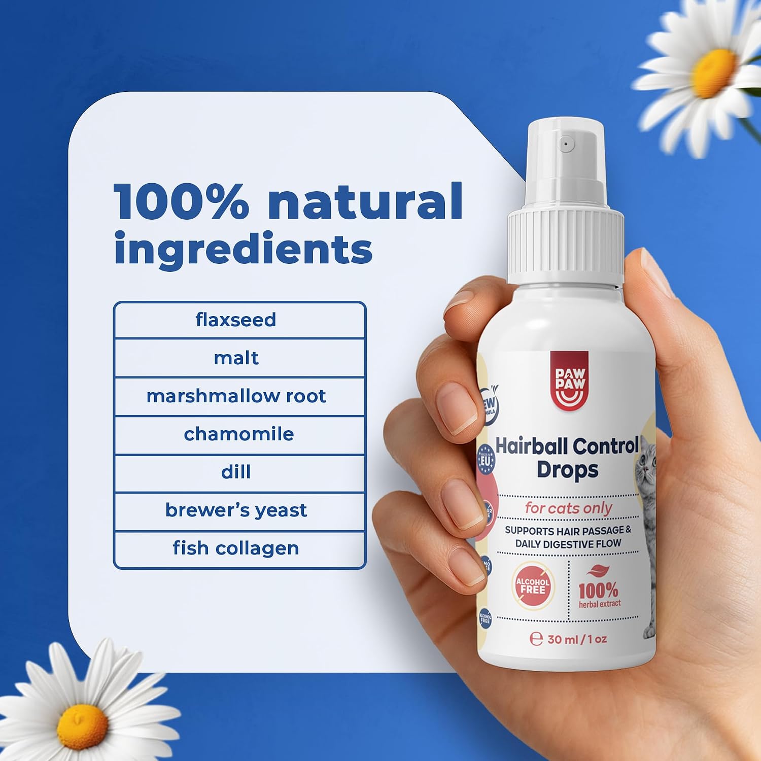 Hairball Control для кошек средство против волосяных комочков способствует растворению волосяных комочков бережное решение проблем с пищеварением лакомство для кошки 30 мл нормализация самочувствия кошки