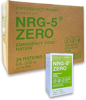 NRG 5 ZERO Emergency Food Prepper Notfallnahrung 24x500g MRE - Survival Nahrung Notnahrung für 24 Tage - Notration Glutenfrei Lactose-frei Vegan - Langzeitnahrung kompakt & nährstoffreich Notvorrat