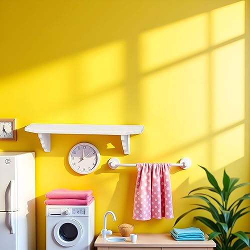 Miniatura 7 de 1 estante de pared blanco de Dollhou, accesorios de casa de muñecas en miniatura a escala 1:12, estante de pared de almacenamiento de casa de