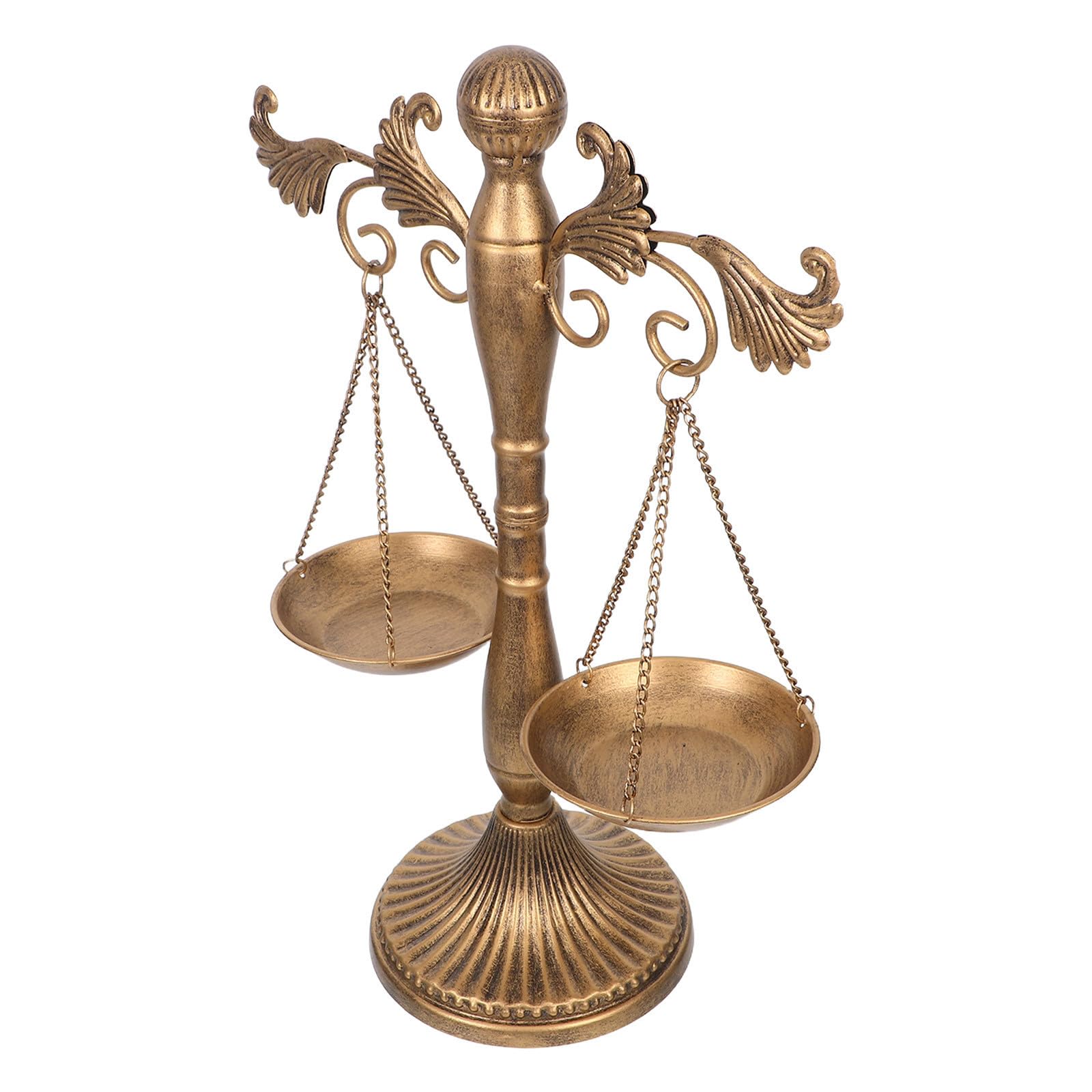 Statua Bilancia in Ferro Vintage Dorata per Gioielli e Anelli