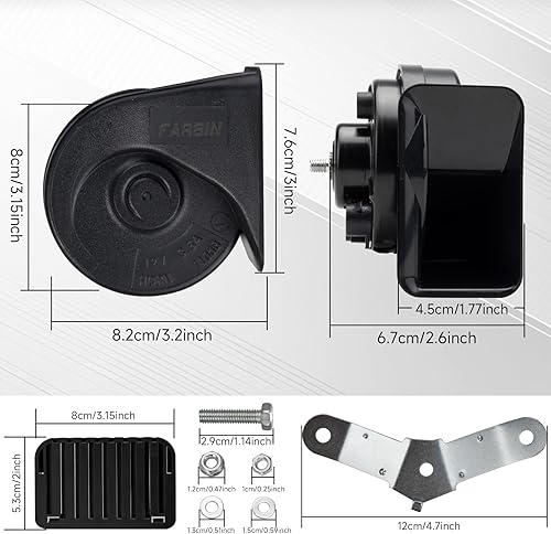 Vista 130 de FARBIN Bocina de coche compatible con Toyota/Lexus/Subaru, etc. Bocina de caracol eléctrica de tono alto y bajo de 12 V con parrilla protectora