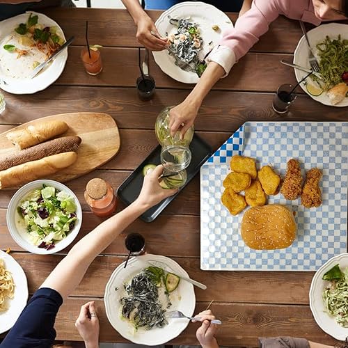 Miniatura 2 de 100 hojas de papel encerado seco a cuadros azules y blancos, resistentes a la grasa, papel a cuadros, forro de delicatessen, forros de papel a
