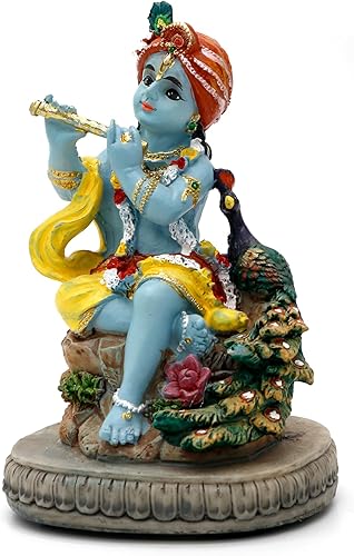 Miniatura 8 de Estatua hindú de Dios Señor Krishna – 4.3 pulgadas de alto, ídolo indio Krishna, escultura india, boda, baby shower, regalos de retorno, regalos de