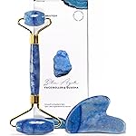 ROSELYNBOUTIQUE Gua Sha Facial Tools & Face Roller Original Face Massager for Puffiness Wrinkless Skin Care Routine - Self Care Gift for Men Women (Blue Aventurine)
