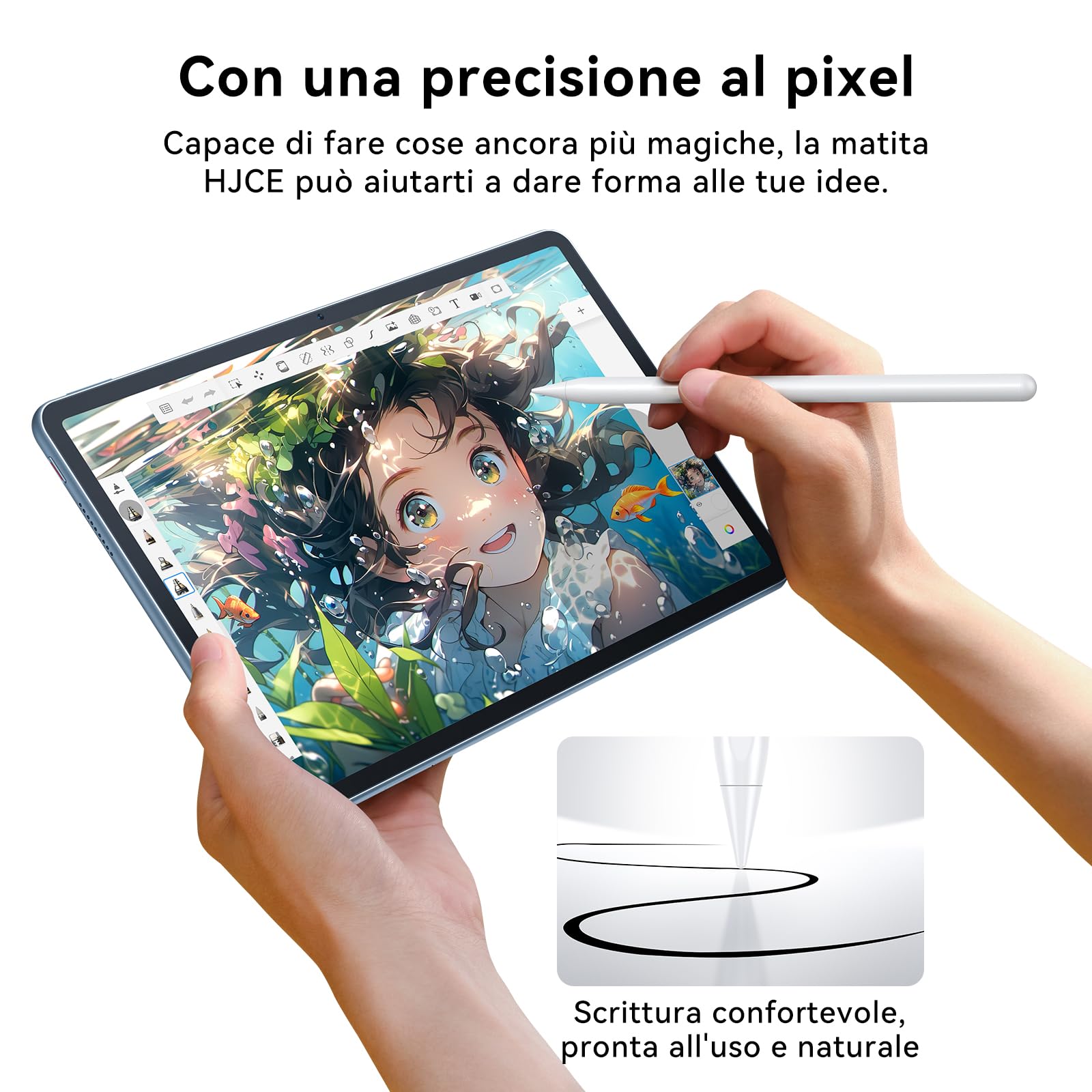 HJCE Penna per iPad A16 (11th) Pencil USB-C Precisione pixel, Sensibilità inclinazione, Compatibile con iPad 11/10/9/8/7/6, Pro 12,9/11/13 pollici, Air 3/4/5, Mini 5/6/A17