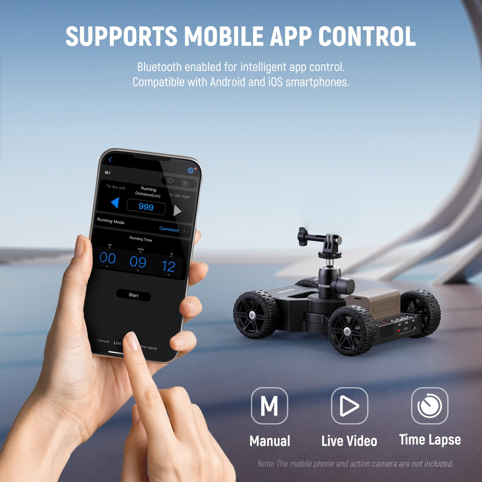 NEEWER DL400 Camera Slider Dolly Motorizzato, Controllo App, Aggiornato a Doppio Motore Ultra Silenzioso, Batteria 5 Ore, Compatibile con GoPro iPhone Android Samsung Smartphone DSLR Camera Camcorder