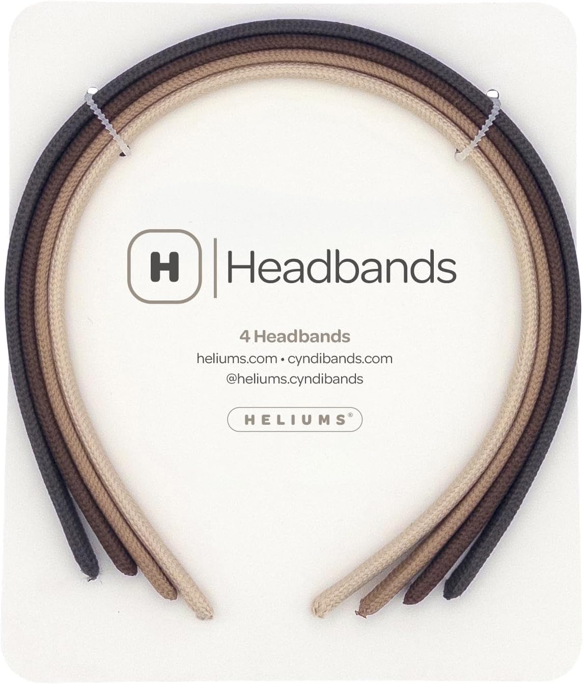 Heliums Thin Headbands For Women - 8mm Skinny Headband, 4 Count, Comfortable Narrow Hair Bands in Neutral Colors (Dark Brown, Medium Brown, Dark Blonde, Beige Blonde)
