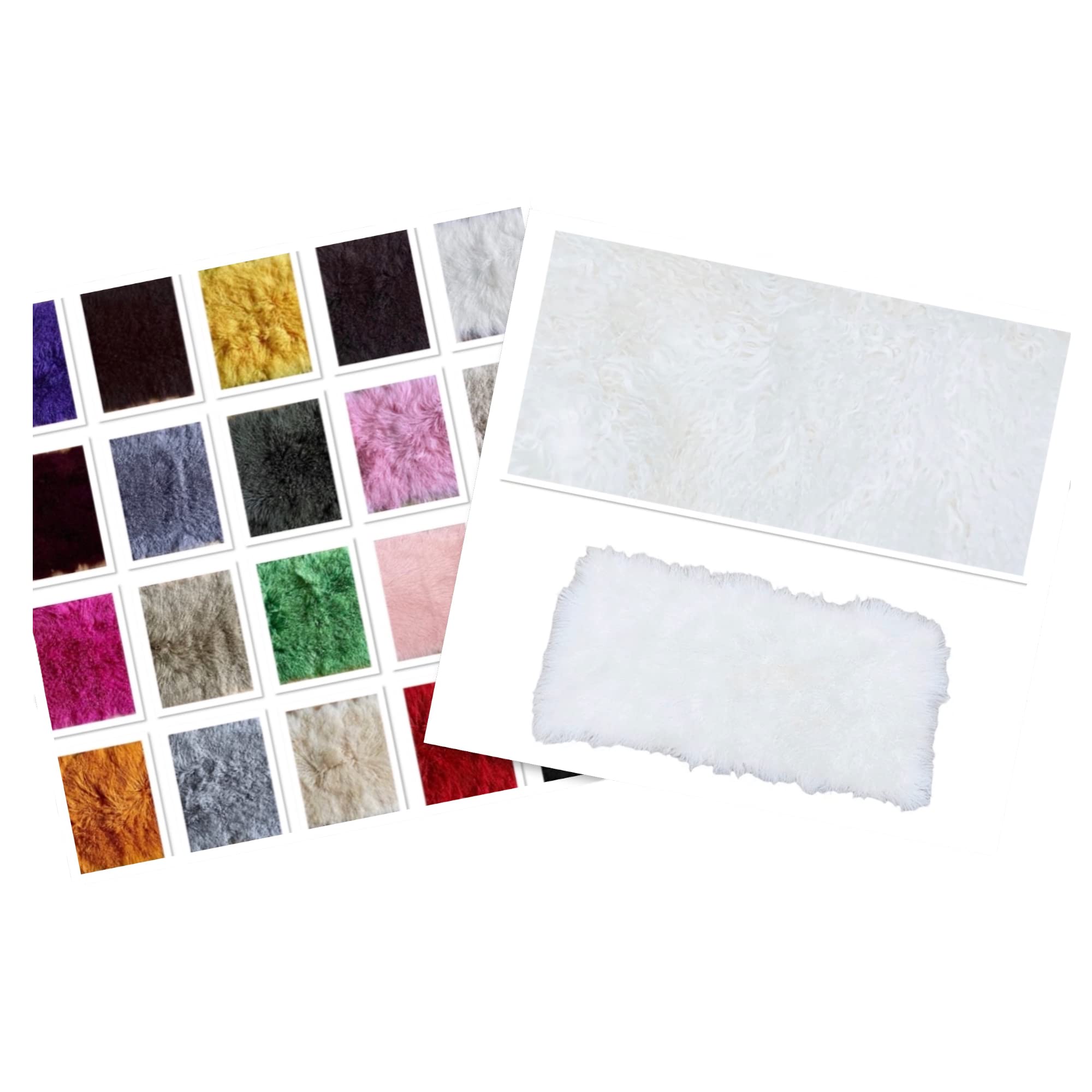 Plato de piel de oveja mongol – cordero tibetano, tamaño: 120 cm de largo – 55 cm de ancho * cosido a mano, increíblemente suave y esponjoso con un rizado natural. (blanqueado)