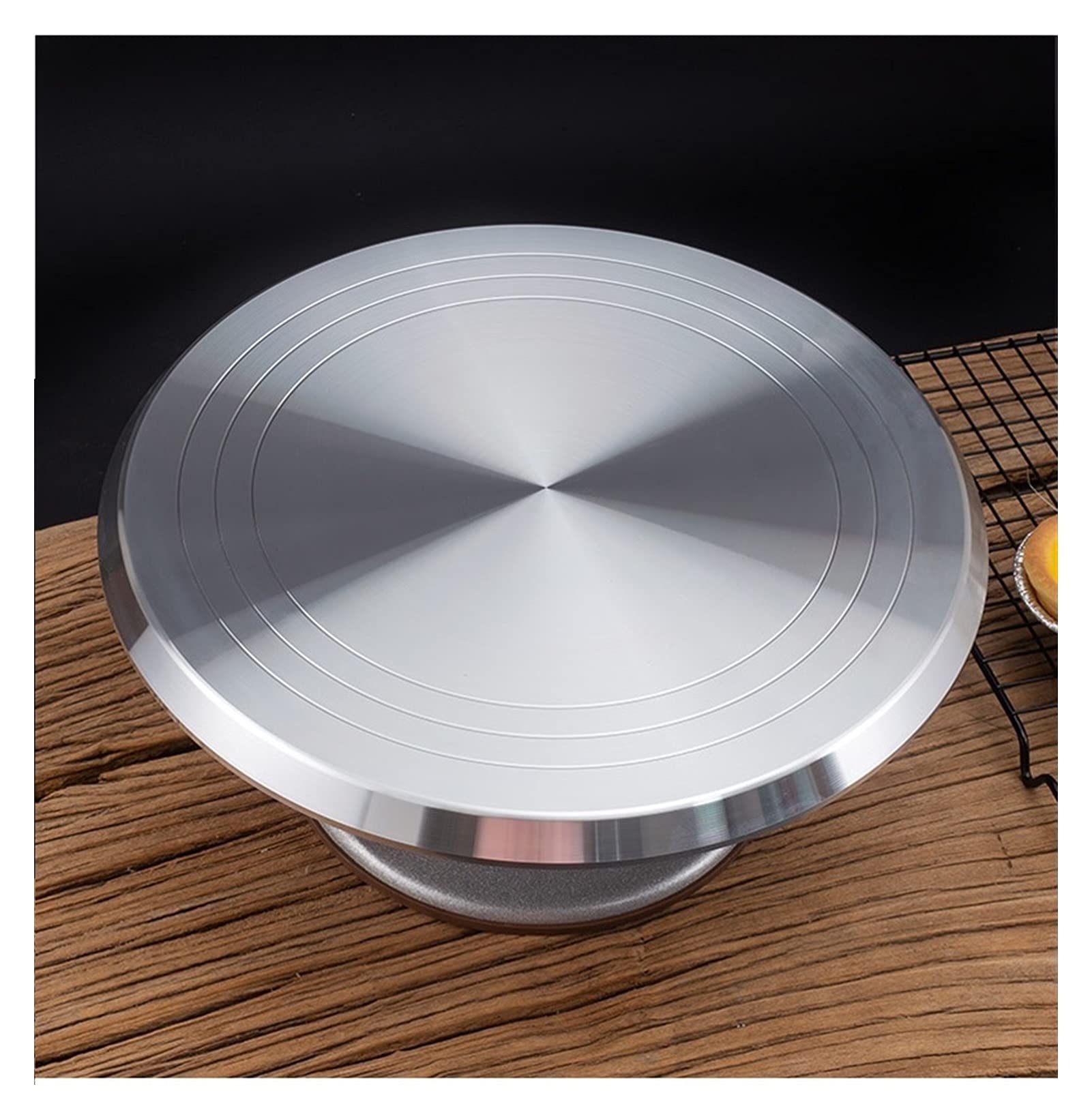 Tortenplatte Drehbar 25cm Legierungskuchen Drehteller Kuchen Stand Platform Runde Rotierende Drehring Cake Tools, für Kuchen-Cupcake Dekoration liefert Kuchen dekorieren Verbrauchsmaterial Kit