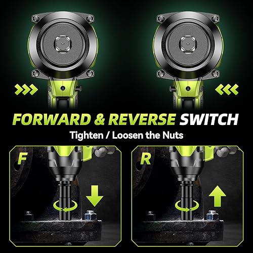 Miniatura 5 de Llave de impacto inalámbrica de 1400 N.m (1032 pies-libras), pistola de impacto sin escobillas de 12 de alto par, potencia de 2400 RPM, 2 baterías
