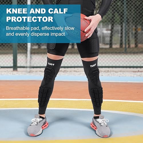 Miniatura 23 de Rodilleras acolchadas para pantorrillas, manga de compresión para piernas, protector de muslo, espinilleras para fútbol, baloncesto, voleibol
